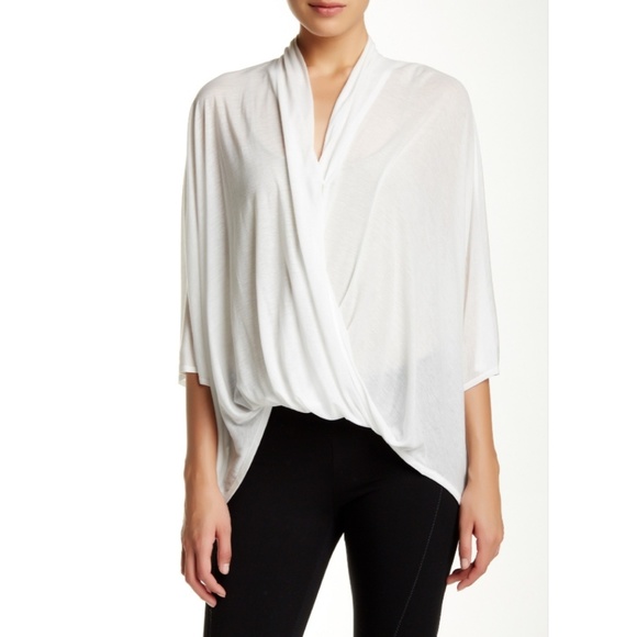 Helmut Lang Tops - Helmut Lang Entity White Jersey Asymmetric Blouse
